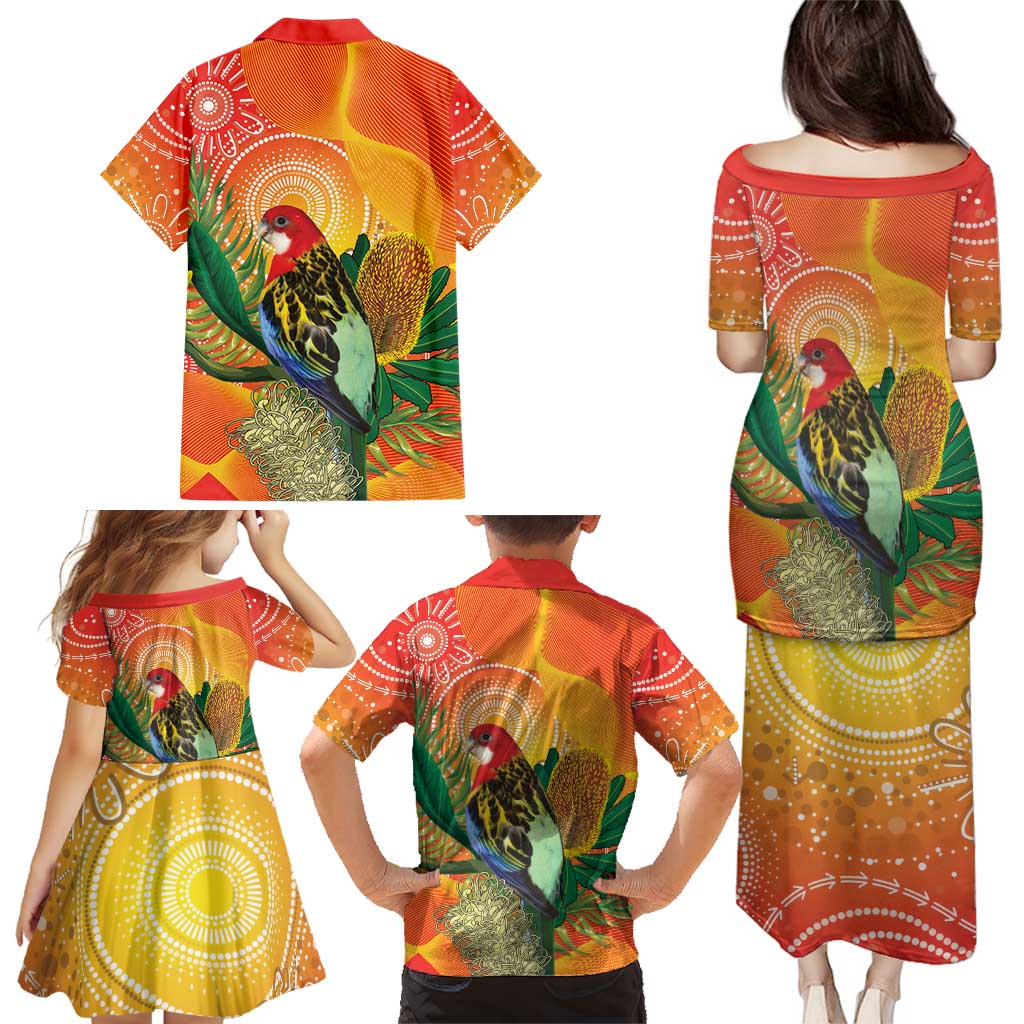Eastern Rosella Australia Family Matching Puletasi and Hawaiian Shirt Banksia Aboriginal Art - Aussie Hoodie