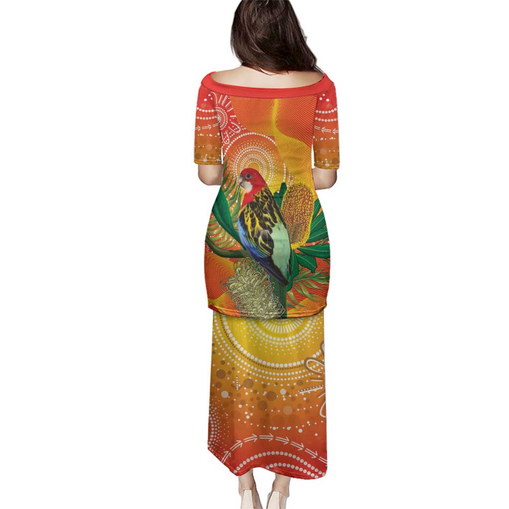 Eastern Rosella Australia Family Matching Puletasi and Hawaiian Shirt Banksia Aboriginal Art - Aussie Hoodie