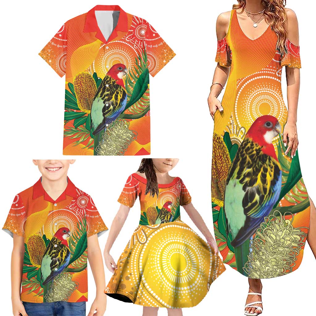 Eastern Rosella Australia Family Matching Summer Maxi Dress and Hawaiian Shirt Banksia Aboriginal Art - Aussie Hoodie