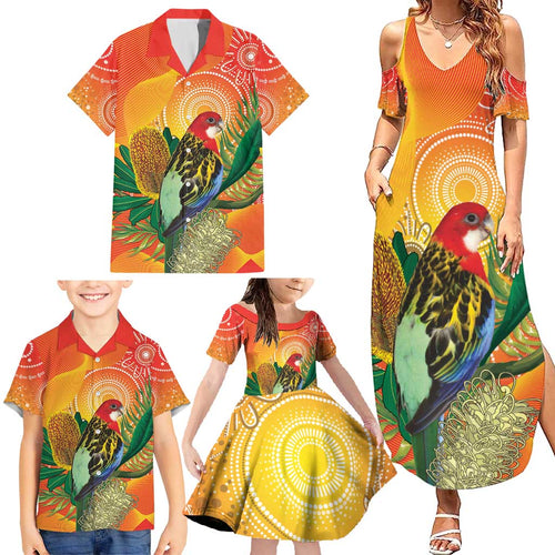 Eastern Rosella Australia Family Matching Summer Maxi Dress and Hawaiian Shirt Banksia Aboriginal Art - Aussie Hoodie