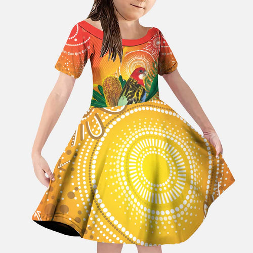 Eastern Rosella Australia Family Matching Summer Maxi Dress and Hawaiian Shirt Banksia Aboriginal Art - Aussie Hoodie