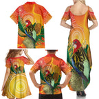 Eastern Rosella Australia Family Matching Summer Maxi Dress and Hawaiian Shirt Banksia Aboriginal Art - Aussie Hoodie
