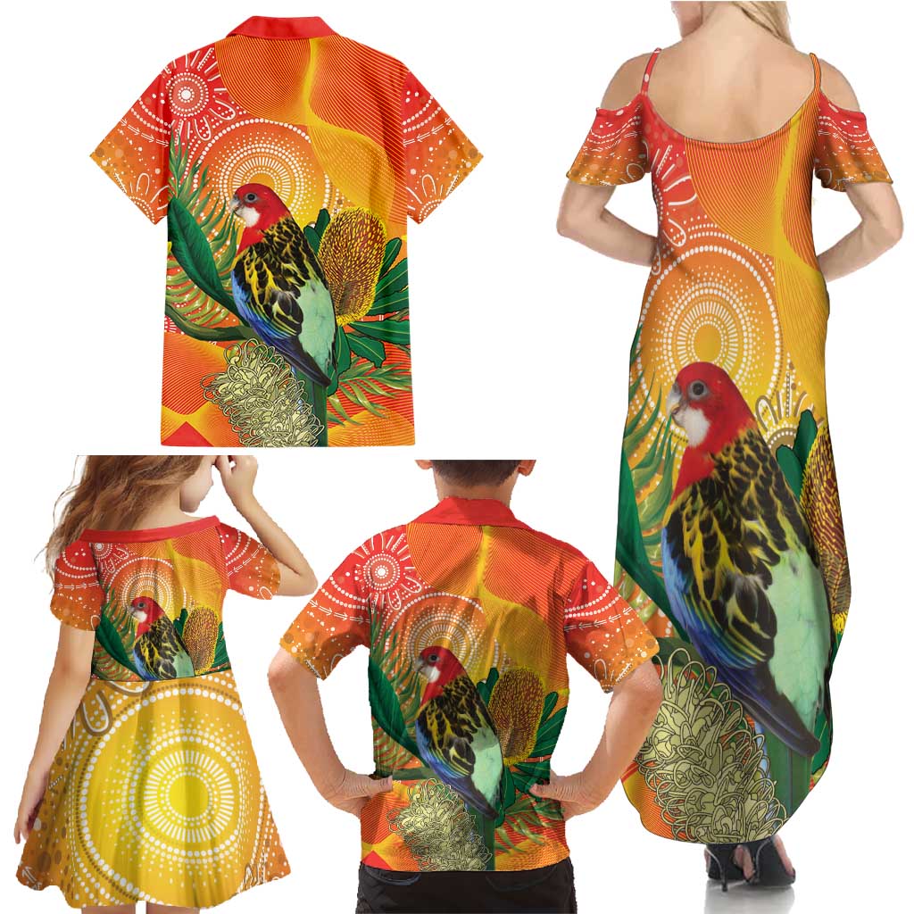Eastern Rosella Australia Family Matching Summer Maxi Dress and Hawaiian Shirt Banksia Aboriginal Art - Aussie Hoodie