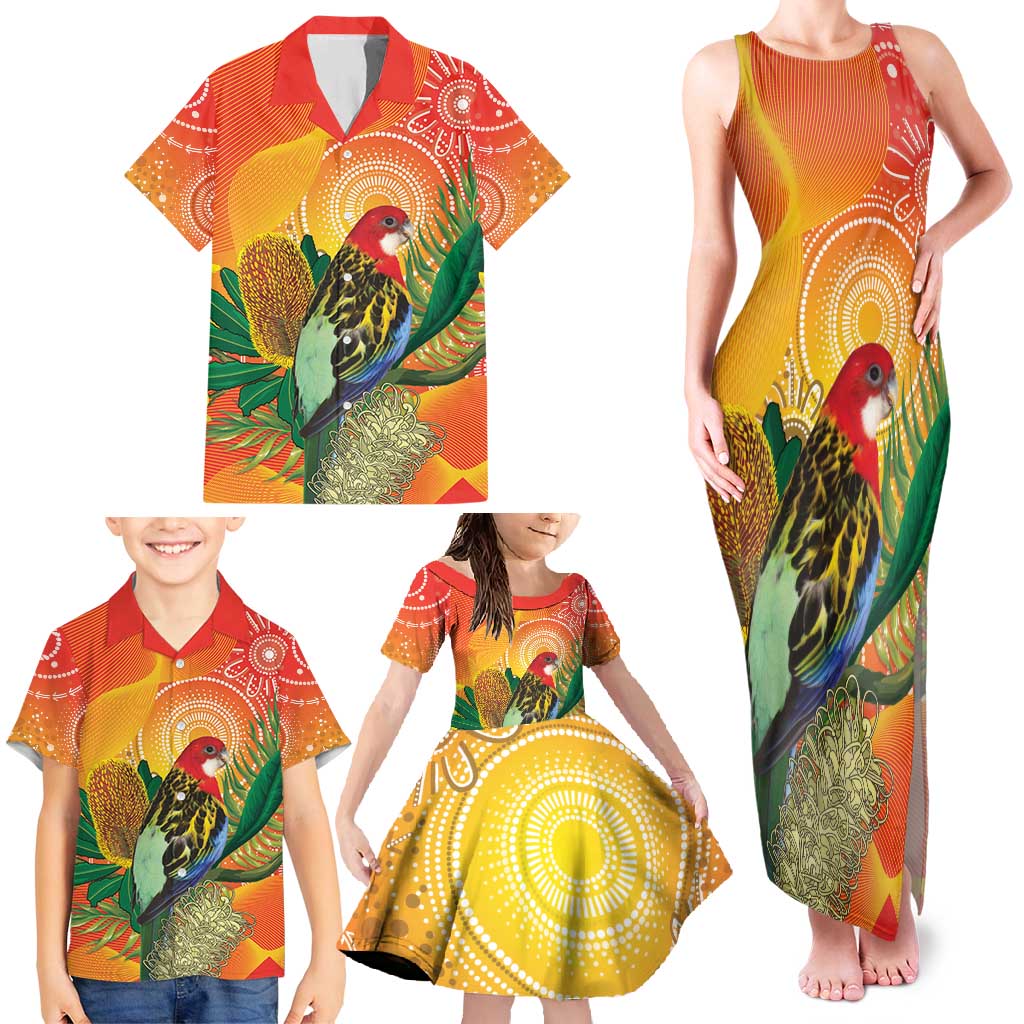 Eastern Rosella Australia Family Matching Tank Maxi Dress and Hawaiian Shirt Banksia Aboriginal Art - Aussie Hoodie