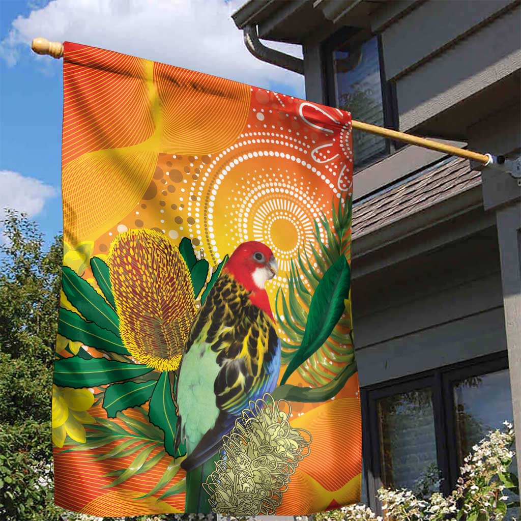 Eastern Rosella Australia Garden Flag Banksia Aboriginal Art - Aussie Hoodie
