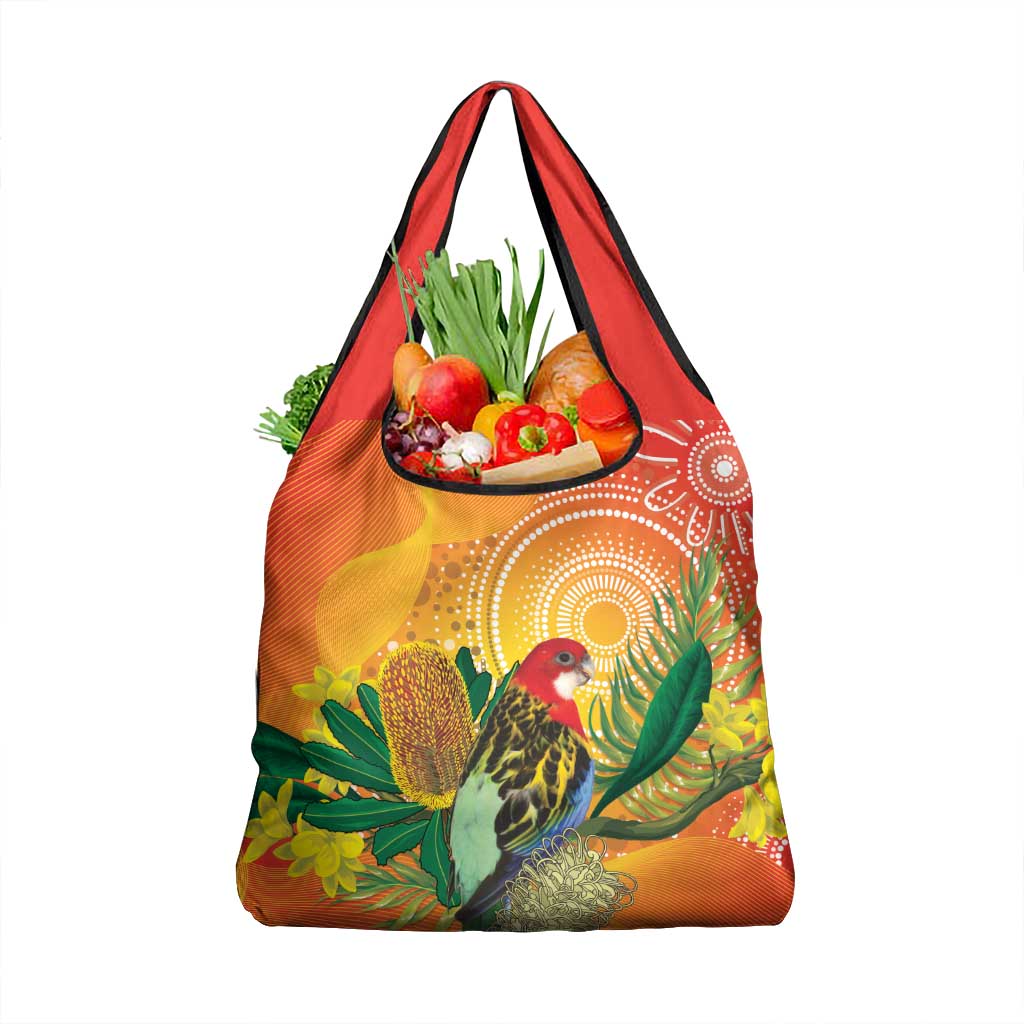 Eastern Rosella Australia Grocery Bag Banksia Aboriginal Art - Aussie Hoodie