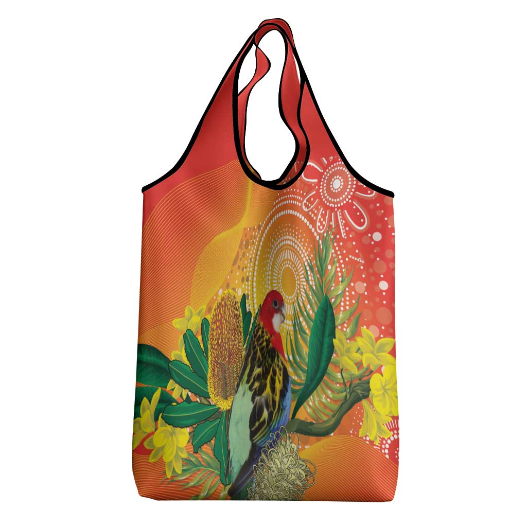 Eastern Rosella Australia Grocery Bag Banksia Aboriginal Art - Aussie Hoodie