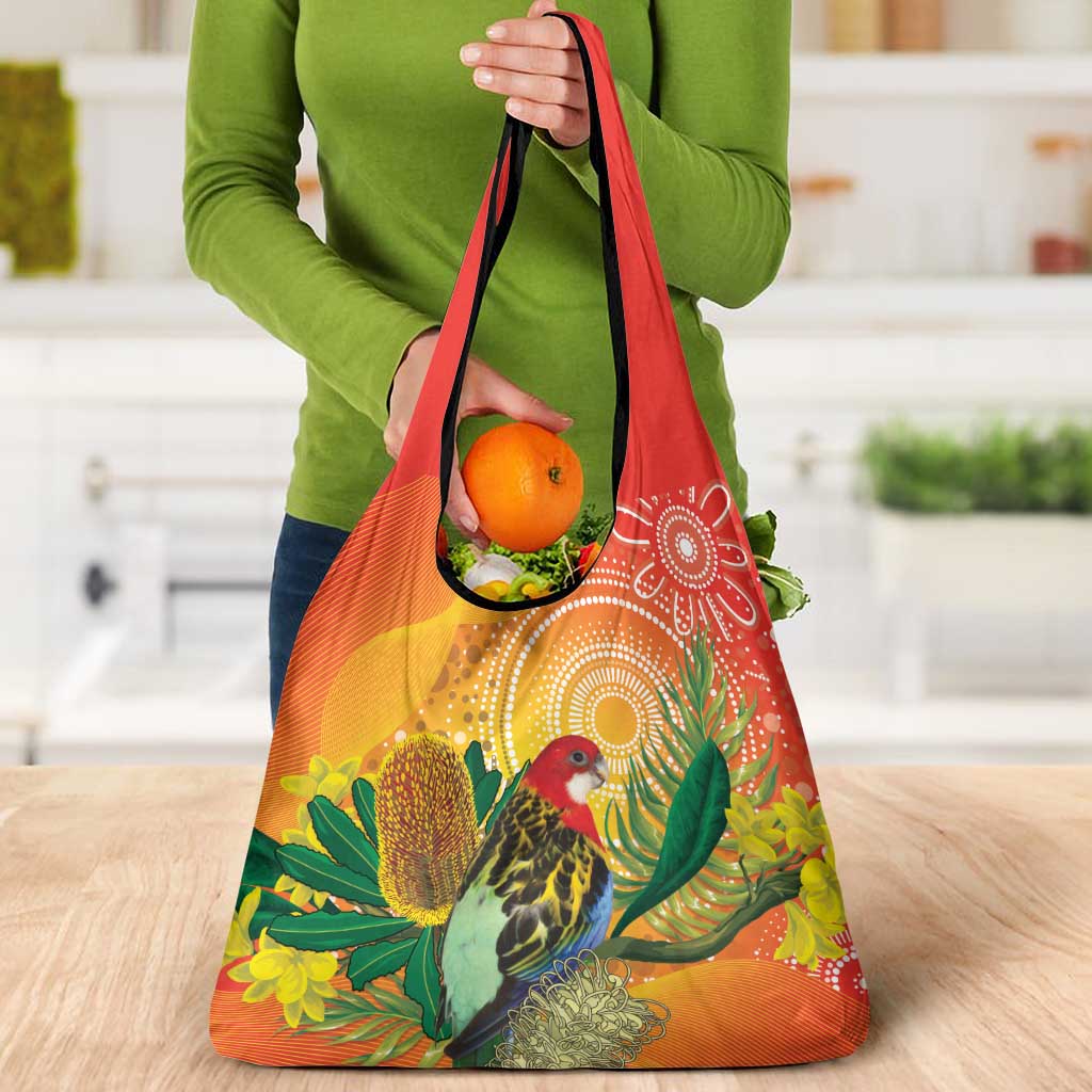 Eastern Rosella Australia Grocery Bag Banksia Aboriginal Art - Aussie Hoodie