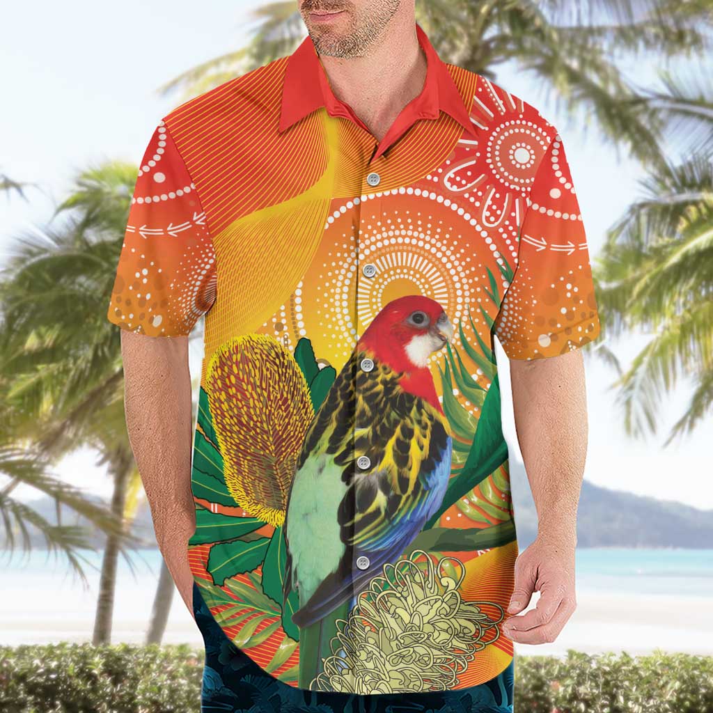 Eastern Rosella Australia Hawaiian Shirt Banksia Aboriginal Art - Aussie Hoodie