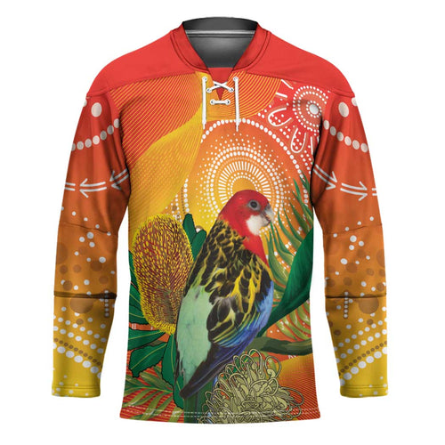Eastern Rosella Australia Hockey Jersey Banksia Aboriginal Art - Aussie Hoodie