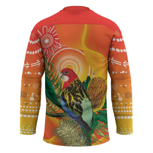 Eastern Rosella Australia Hockey Jersey Banksia Aboriginal Art - Aussie Hoodie