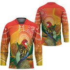 Eastern Rosella Australia Hockey Jersey Banksia Aboriginal Art - Aussie Hoodie