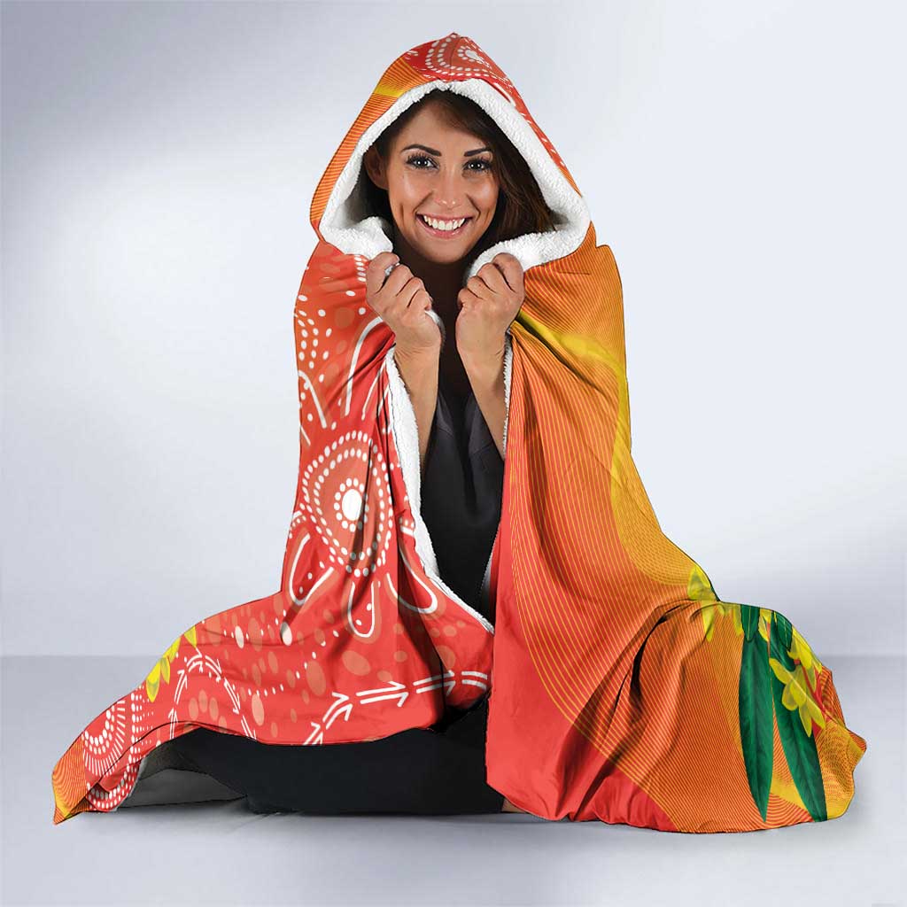 Eastern Rosella Australia Hooded Blanket Banksia Aboriginal Art - Aussie Hoodie