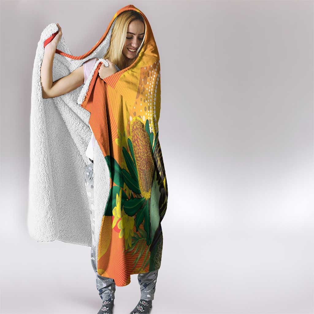 Eastern Rosella Australia Hooded Blanket Banksia Aboriginal Art - Aussie Hoodie