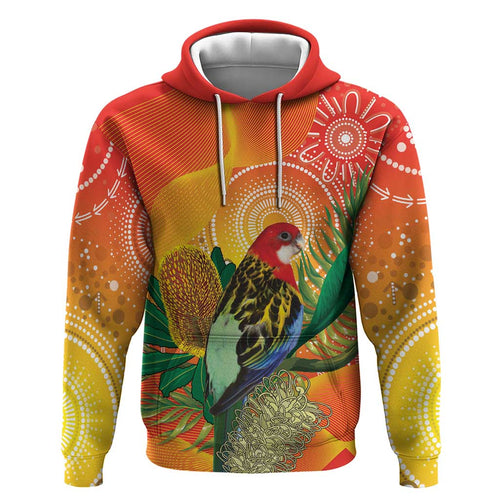 Eastern Rosella Australia Hoodie Banksia Aboriginal Art - Aussie Hoodie