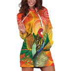 Eastern Rosella Australia Hoodie Dress Banksia Aboriginal Art - Aussie Hoodie