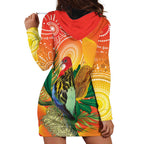 Eastern Rosella Australia Hoodie Dress Banksia Aboriginal Art - Aussie Hoodie