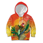 Eastern Rosella Australia Kid Hoodie Banksia Aboriginal Art - Aussie Hoodie