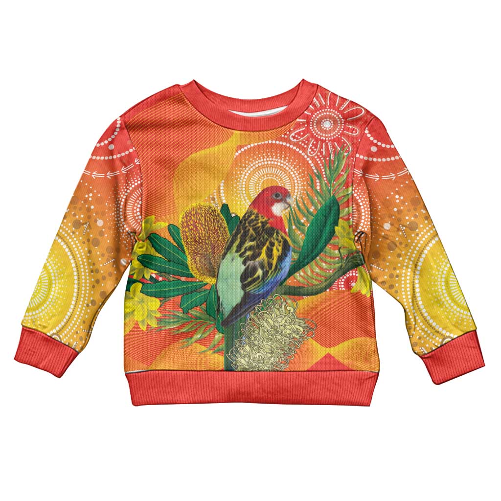 Eastern Rosella Australia Kid Ugly Christmas Sweater Banksia Aboriginal Art - Aussie Hoodie
