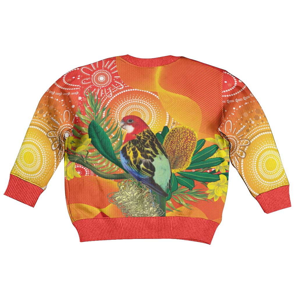 Eastern Rosella Australia Kid Ugly Christmas Sweater Banksia Aboriginal Art - Aussie Hoodie