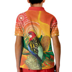 Eastern Rosella Australia Kid Polo Shirt Banksia Aboriginal Art - Aussie Hoodie