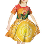 Eastern Rosella Australia Kid Short Sleeve Dress Banksia Aboriginal Art - Aussie Hoodie