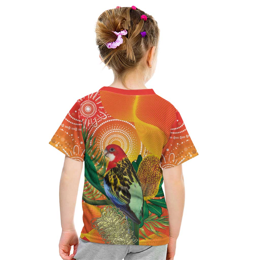 Eastern Rosella Australia Kid T Shirt Banksia Aboriginal Art - Aussie Hoodie