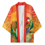 Eastern Rosella Australia Kimono Banksia Aboriginal Art - Aussie Hoodie