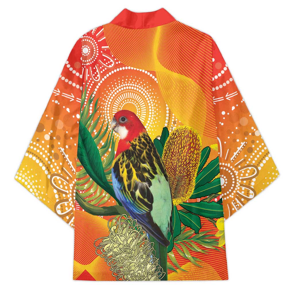 Eastern Rosella Australia Kimono Banksia Aboriginal Art - Aussie Hoodie