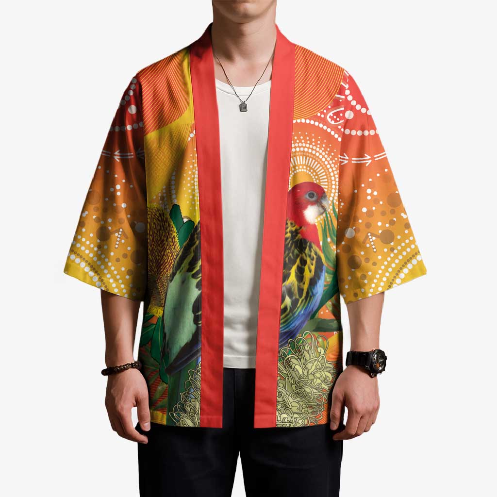 Eastern Rosella Australia Kimono Banksia Aboriginal Art - Aussie Hoodie