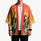 Eastern Rosella Australia Kimono Banksia Aboriginal Art - Aussie Hoodie