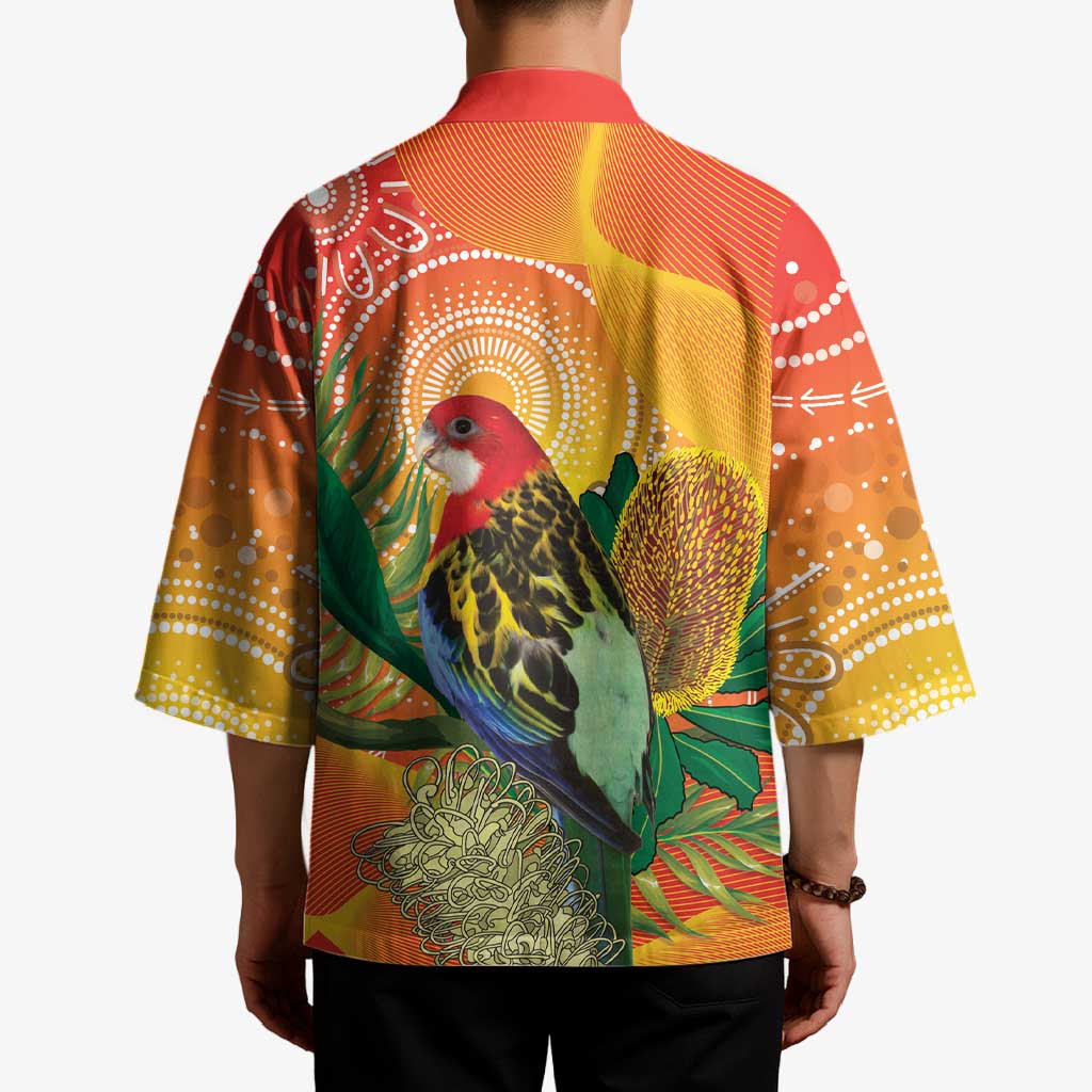 Eastern Rosella Australia Kimono Banksia Aboriginal Art - Aussie Hoodie