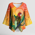 Eastern Rosella Australia Kimono Sleeve Blouse Banksia Aboriginal Art - Aussie Hoodie