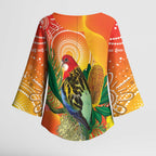 Eastern Rosella Australia Kimono Sleeve Blouse Banksia Aboriginal Art - Aussie Hoodie