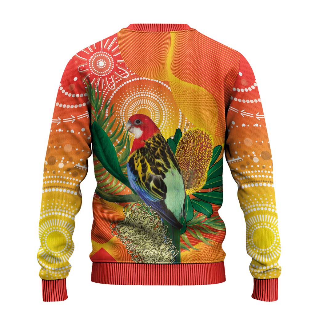 Eastern Rosella Australia Ugly Christmas Sweater Banksia Aboriginal Art - Aussie Hoodie