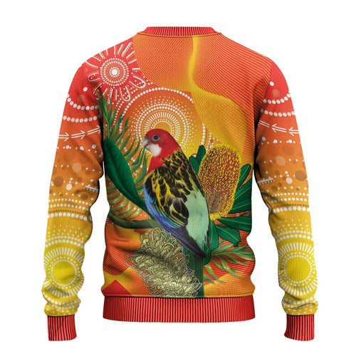 Eastern Rosella Australia Ugly Christmas Sweater Banksia Aboriginal Art - Aussie Hoodie