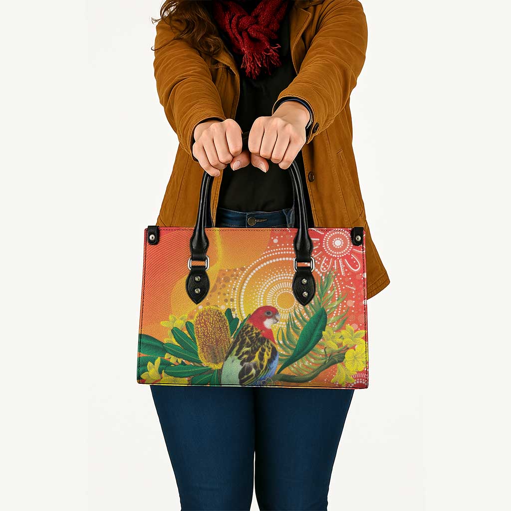 Eastern Rosella Australia Leather Bag Banksia Aboriginal Art - Aussie Hoodie