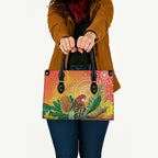Eastern Rosella Australia Leather Bag Banksia Aboriginal Art - Aussie Hoodie