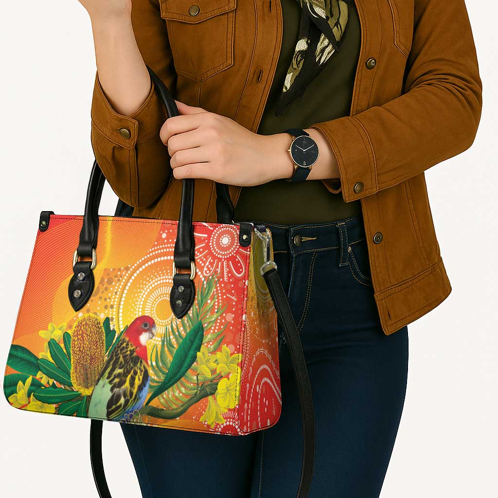 Eastern Rosella Australia Leather Bag Banksia Aboriginal Art - Aussie Hoodie
