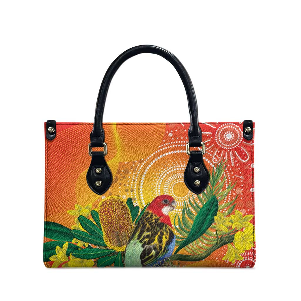 Eastern Rosella Australia Leather Bag Banksia Aboriginal Art - Aussie Hoodie