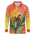 Eastern Rosella Australia Long Sleeve Polo Shirt Banksia Aboriginal Art - Aussie Hoodie