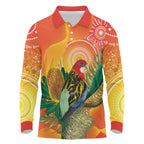 Eastern Rosella Australia Long Sleeve Polo Shirt Banksia Aboriginal Art - Aussie Hoodie