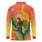 Eastern Rosella Australia Long Sleeve Polo Shirt Banksia Aboriginal Art - Aussie Hoodie