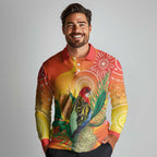 Eastern Rosella Australia Long Sleeve Polo Shirt Banksia Aboriginal Art - Aussie Hoodie
