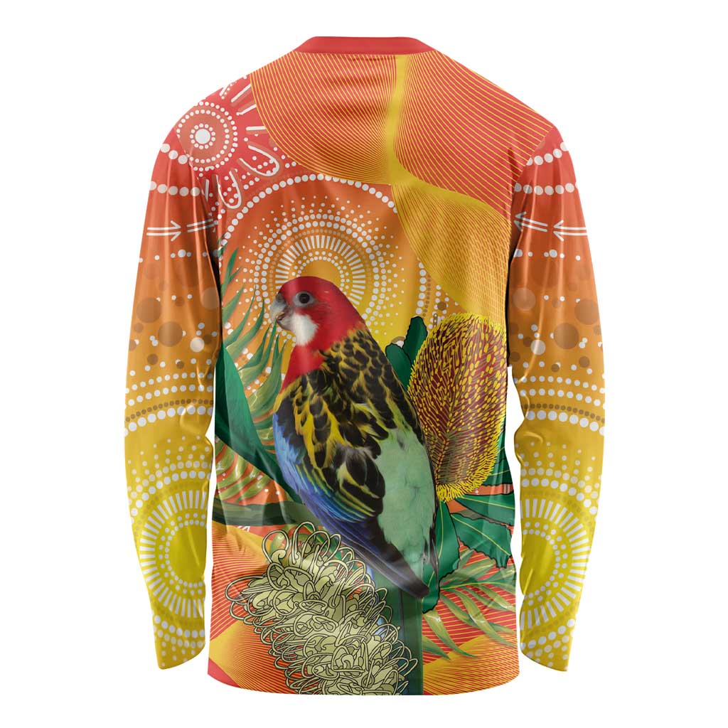 Eastern Rosella Australia Long Sleeve Shirt Banksia Aboriginal Art - Aussie Hoodie