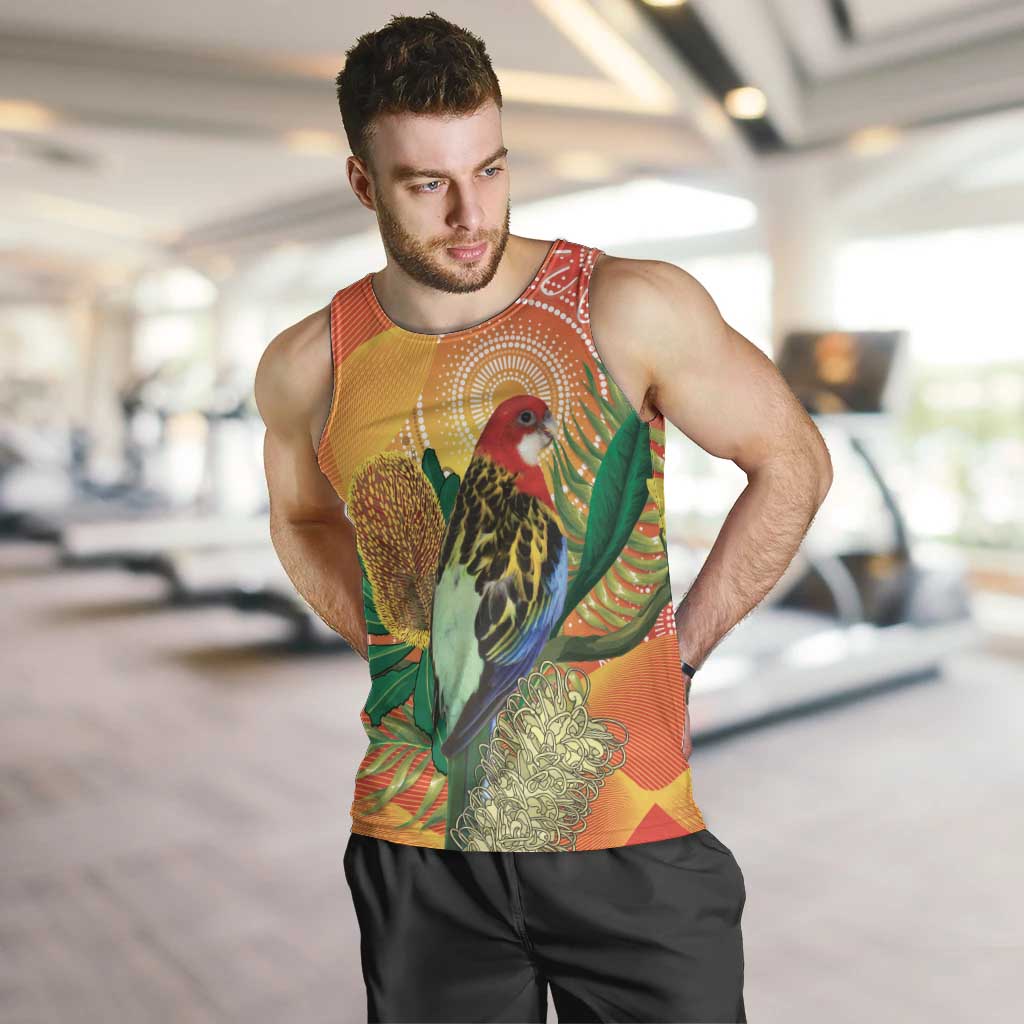 Eastern Rosella Australia Men Tank Top Banksia Aboriginal Art - Aussie Hoodie