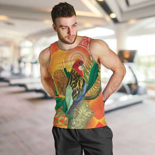 Eastern Rosella Australia Men Tank Top Banksia Aboriginal Art - Aussie Hoodie