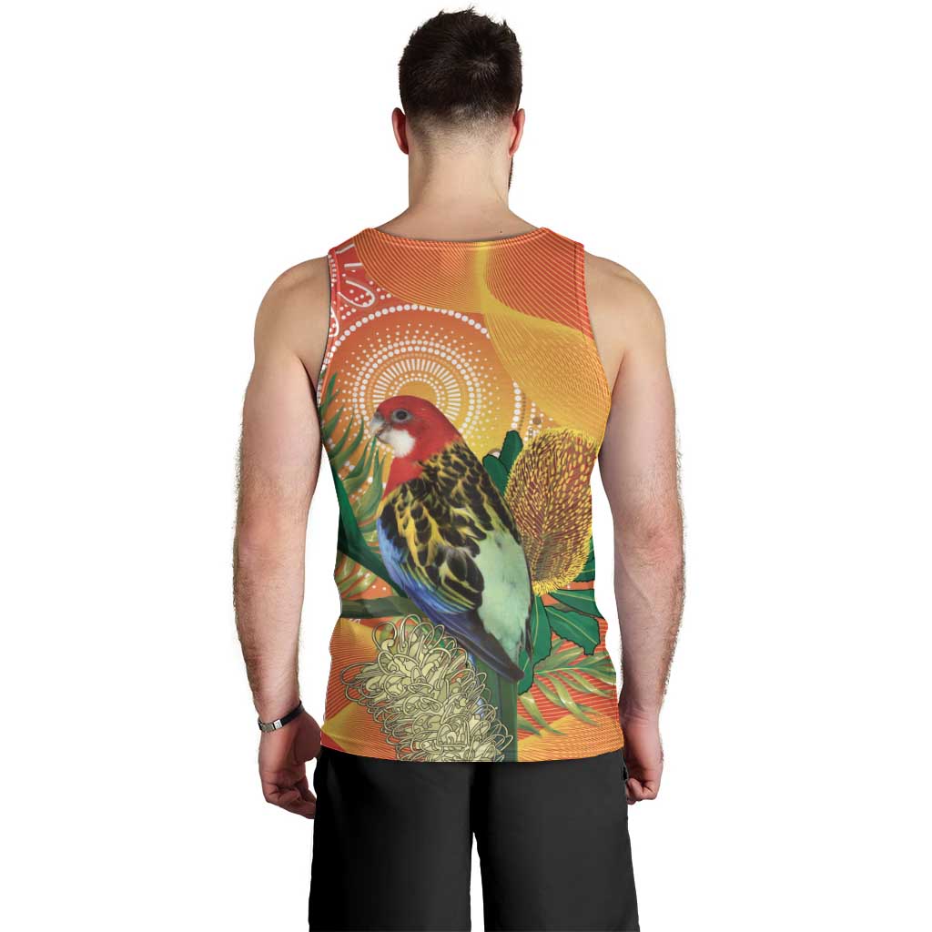 Eastern Rosella Australia Men Tank Top Banksia Aboriginal Art - Aussie Hoodie