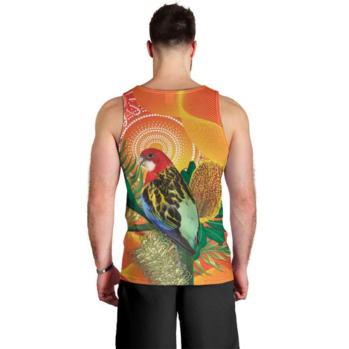 Eastern Rosella Australia Men Tank Top Banksia Aboriginal Art - Aussie Hoodie