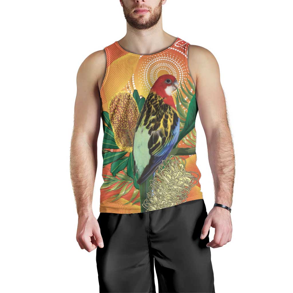 Eastern Rosella Australia Men Tank Top Banksia Aboriginal Art - Aussie Hoodie